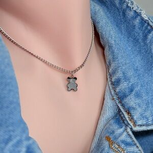 ⚜️ Stainless Steel Silver Chain Necklace with Bear Pendant ⚜️
